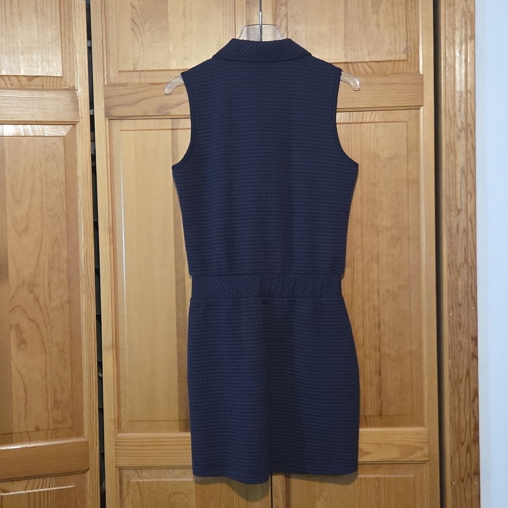 Dudley Stephens Ava Dress Small Navy Blue Waffle Quarter Zip Sleeveless Pockets - Picture 7 of 9